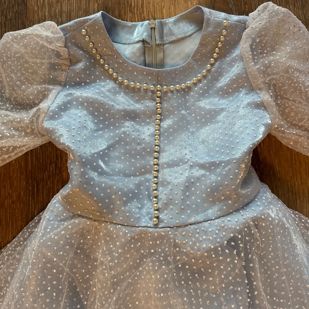 Custom Made Amazing Sparkle Blue White Frozen Elsa Dress Size 4-5 T - Picture 3 of 7